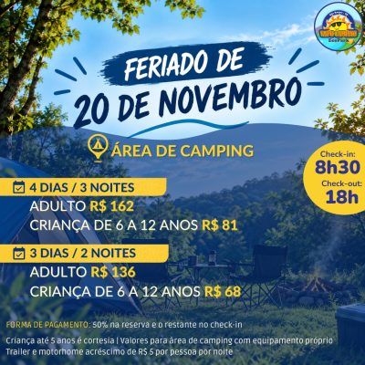 Feriado 20 de novembro Área de camping